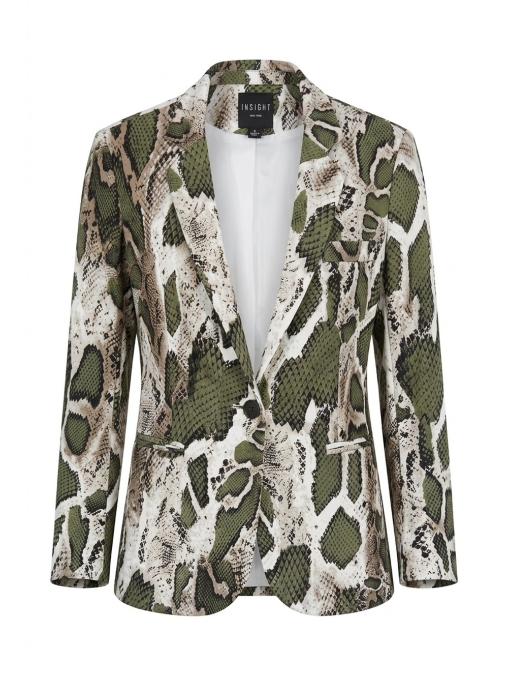 Snakeskin Print Tailored Blazer Jacket Olive Green SIZE 4-6